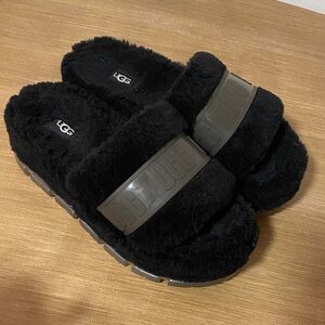 UGG Black Fluffy Slides